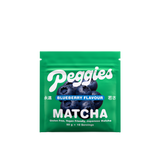 Peggies Blueberry Matcha 50g resealable pouch, green packaging