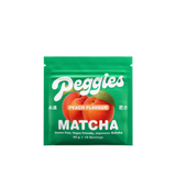 Peggies Peach Matcha 50g resealable pouch, green packaging